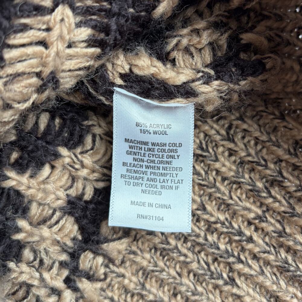 Wonderly Fair Isle Printed Sweater Women's L Brown Cabincore Rustic Boho Winter - Picture 9 of 9
